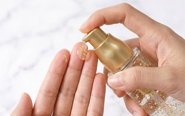 Serum dispensed into a clean hand