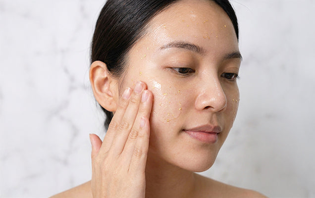 Serum gently smoothed across the face